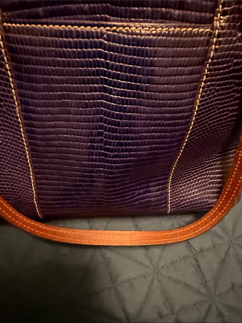 Dooney & Bourke blue Lizard-Embossed Tote with Brown Straps - Picture 8 of 14